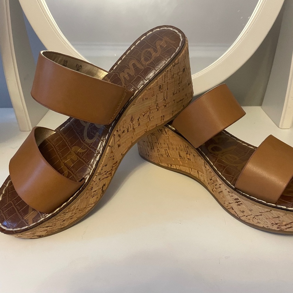 Sam Edelman Brown Wedge Heel Sandals Size 6